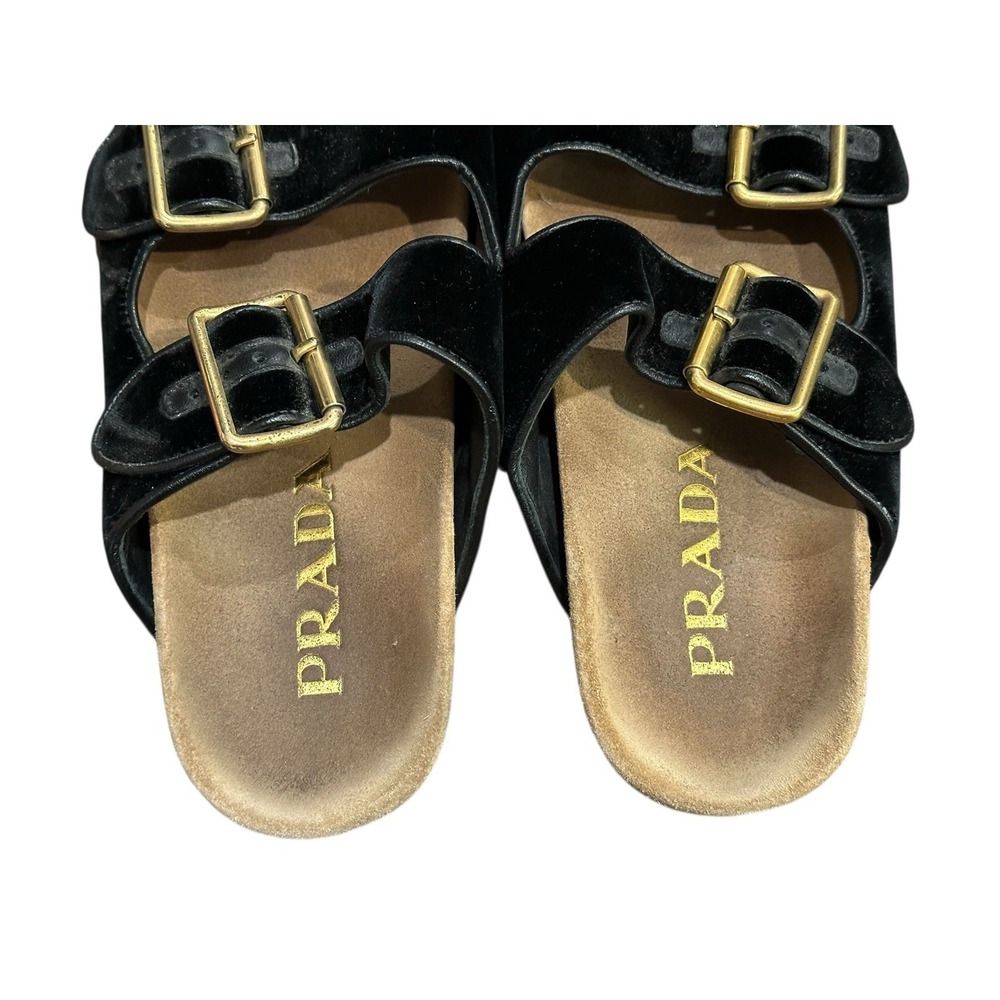 Prada Black Velvet Slip-On Women's Sandals Size 36 US 6 - Picture 2 of 6